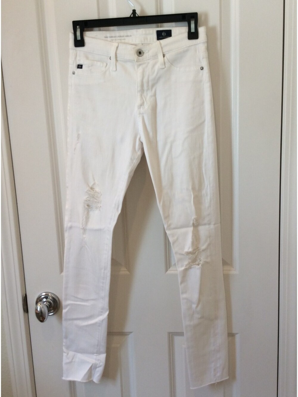 AG Adriano Goldschmeid Farrah High Rise Skinny Ankle Distressed White - 25